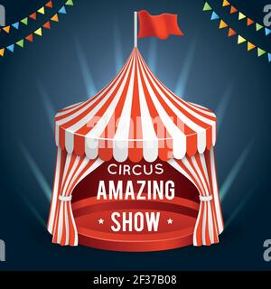 Cirque funfair. Affiche vectorielle avec tente, bannière pour une illustration étonnante du spectacle Illustration de Vecteur