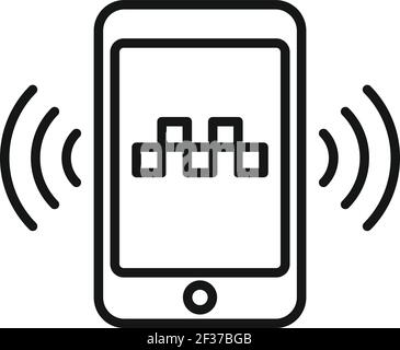 Appeler l'icône de taxi sans pilote, style de contour Illustration de Vecteur