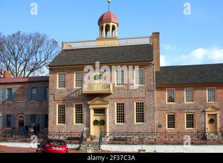 Delaware, New Castle, First State National Park, fort Casimir, First Capitol, Statehouse, court House, Et la salle de montage, Banque D'Images