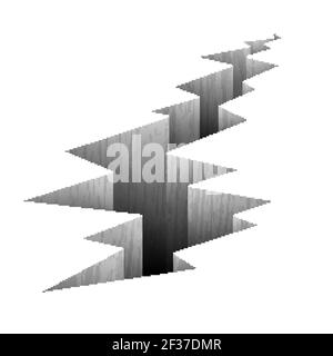 Fissure de la ligne de défaut dans l'illustration du vecteur de masse. Fissure dans le sol après le tremblement de terre, fissure sur la surface Illustration de Vecteur