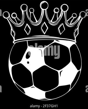 Logo ballon de football en couronne dorée, silhouette en fond noir illustration vectorielle Illustration de Vecteur