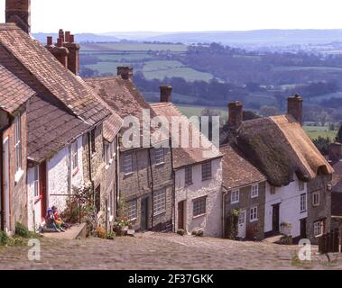 Gold Hill, Shaftesbury, Dorset, Angleterre, Royaume-Uni Banque D'Images