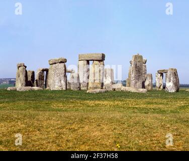 Monument préhistorique de Stonehenge, Amesbury, Wiltshire, Angleterre, Royaume-Uni Banque D'Images