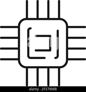 Icône d'ingénierie de processeur, style de contour Illustration de Vecteur