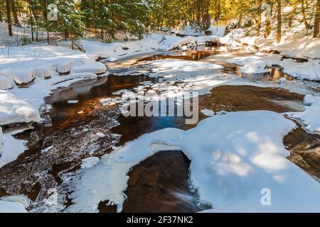 Zone de conservation de Muskoka High Falls Comté de Muskoka Algonquin Highlands Bracebridge Ontario Canada en hiver Banque D'Images