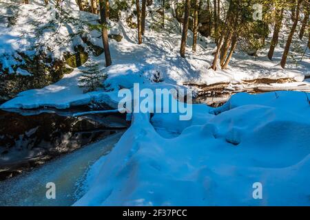 Zone de conservation de Muskoka High Falls Comté de Muskoka Algonquin Highlands Bracebridge Ontario Canada en hiver Banque D'Images