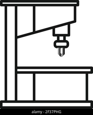 Icône de machine à fraiser de fabrication, style de contour Illustration de Vecteur