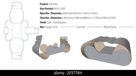 Boîte-cadeau modèle de conception d'emballage auto-verrouillage découpe - vecteur Illustration de Vecteur