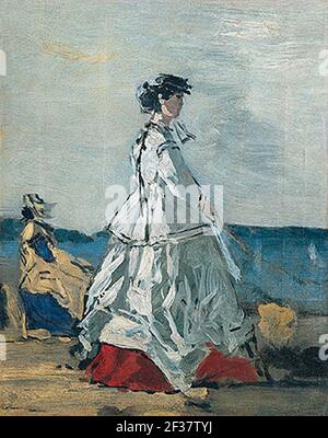 La princesse Pauline Metternich sur la plage. Banque D'Images