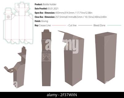 Un porte-bouteille design d'emballage modèle crash lock bas collage découpe - vecteur Illustration de Vecteur