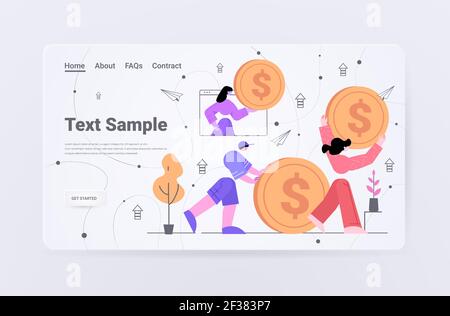 des hommes d'affaires qui font don d'argent pour des gens d'affaires qui détiennent des pièces de monnaie dans le cadre d'un nouveau projet financement participatif des investissements en travail d'équipe Illustration de Vecteur