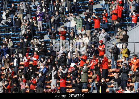 Tokyo, Japon. 14 mars 2021. Fans, 14 mars 2021 - Rugby : Japan Rugby Top League 2021 match entre Ricoh Black Rams 19-20 Kobe Steel Kobelco Steelers au stade du parc olympique de Komazawa à Tokyo, Japon. Credit: AFLO SPORT/Alay Live News Banque D'Images