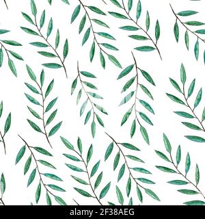 collage floral de branches avec des feuilles, assemblé dans un motif Banque D'Images