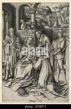 Imprimé, adoration de Magi, planche 7 de la série ''vie de la Vierge'', ca. 1490 Banque D'Images