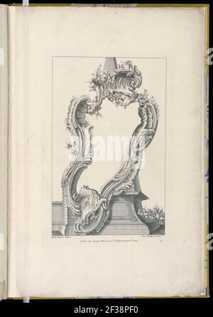 Print, cartouche placée devant un pied, 1700–1775 Banque D'Images