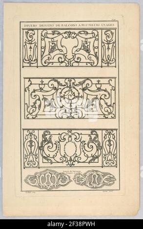 Print, entrée de Serres, planche 98 de divers dessins de balcons à plusieurs usages (variété de dessins de balcons), 1757–1776 Banque D'Images