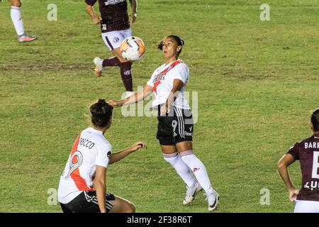 Buenos Aires, Argentine. 15 mars 2021. Mercedes Pereyra (#9 River) pendant le match entre River plate et Ferroviaria au stade Nuevo Francisco Urbano à Moron, Buenos Aires, Argentine. Crédit: SPP Sport presse photo. /Alamy Live News Banque D'Images