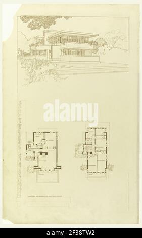 Impression, perspective et plan pour Gale House, Oak Park, il, 1910 Banque D'Images