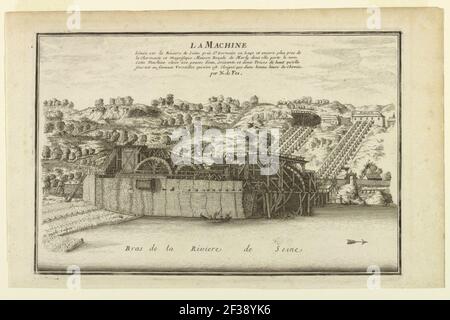 Print, la machine de Marly vue de la Seine près de St Germain-en-Laye, ca. 1700 Banque D'Images