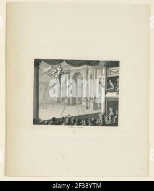 Print, Theatre Interior avec un collant-Rope Walker, env. 1800 Banque D'Images