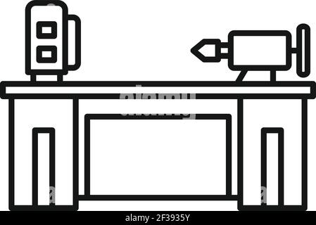 Machine de tour, l'icône de style contour Illustration de Vecteur