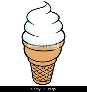 Cône de crème glacée - UNE illustration vectorielle d'un cône de crème glacée à la vanille. Illustration de Vecteur