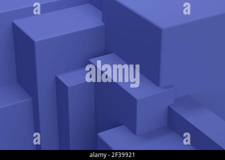 Arrière-plan bleu abstrait avec rectangles. rendu 3d Banque D'Images