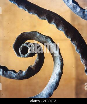 Casa Milà (la Pedrera), obra de Antoni Gaudí en Barcelone. Detalle de Barandilla. Banque D'Images