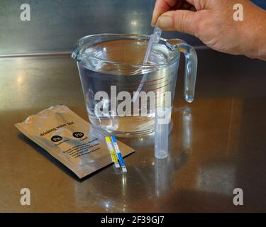 Kit d'analyse de l'eau domestique (Pb) pour la contamination de l'eau potable domestique par le plomb ou les pesticides. Banque D'Images