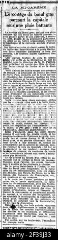 Promenade du boeuf gras à la mi-Carême 1924 à Paris. Banque D'Images