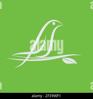 Logo vector abstract bird on branch Illustration de Vecteur