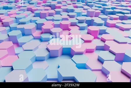 arrière-plan abstrait d'hexagones de couleur pastel très illuminés avec des ombres douces. rendu 3d Banque D'Images