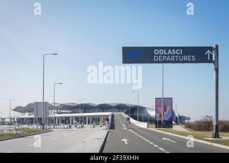 Aéroport de Zagreb Franjo Tudjman a été nommé le meilleur aéroport d'Europe en 2020 dans le groupe des aéroports de 2 à 5 millions de passagers. Banque D'Images