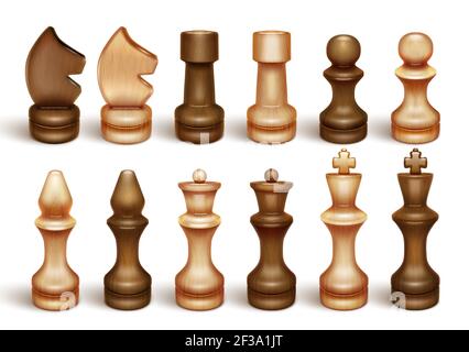 Échiquier. Les échecs sont un jeu de société et un sport. Très grand lit, grand lit, chevalier, rook, chevalier, évêque, pion. Illustration 3D réaliste. Isolé sur un fond blanc Illustration de Vecteur