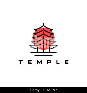 Modèle d'illustration de la conception du logo vintage Retro Temple Illustration de Vecteur