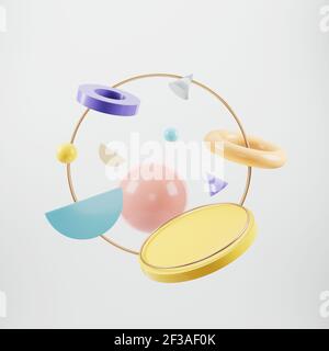 Vide le podium de cylindre sur un fond minimal. Scène minimale abstraite avec formes géométriques. Conception pour la présentation du produit. 3D rendu. Banque D'Images