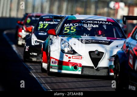 55 ma QINGHUA, (CHINE), ÉQUIPE MULSANNE,ALFA ROMEO GIULIETTA TCR, action lors de la course mondiale de voitures de tourisme du Maroc FIA WTCR 2019 à Marrakech, du 5 au 7 avril - photo Florent Gooden / DPPI Banque D'Images