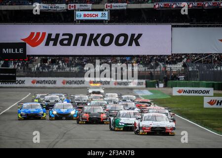 33 RAST René (DEU), Audi Sport Team Rosberg, Audi Sport RS 5 DTM, action 11 WITTMANN Marco (DEU), BMW Team RMG, Schaeffler BMW M4 DTM, action 27 ABERDEIN Jonathan (RSA), WRT Team Audi Sport, WRT Audi RS 5 DTM, action, début de la course, départ, Pendant le DTM 2019 à Hockenheim du 4 au 6 octobre, en Allemagne - photo Gregory Lenmand / DPPI Banque D'Images