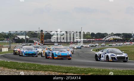 Départ départ départ parcours 1 GT4, 42 GUIVERT Gregory (fra), MICHAL Fabien (fra), Audi R8 LMS team Sainteloc, action pendant le championnat français de circuit FFSA GT 2019, du 19 au 22 avril, à Nogaro, France - photo Marc de Mattia / DPPI Banque D'Images