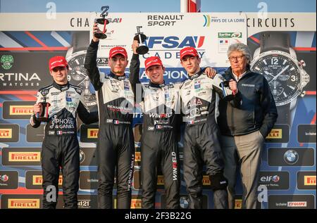 VICTOR BERNIER (fra), F4 FFSA Academy, portrait, VALENTE Enzo (fra), F4 FFSA Academy, Portrait METETAL Jules (FRA), F4 FFSA Academy, portrait, DAVID Hadrien (FRA), F4 FFSA Academy, Portrait, ROGER Dominique FFSA, podium 2 lors du championnat français de circuit FFSA GT 2019, du 11 au 13 octobre circuit Paul Ricard, le Castellet, France - photo Jean Michel le Meur / DPPI Banque D'Images