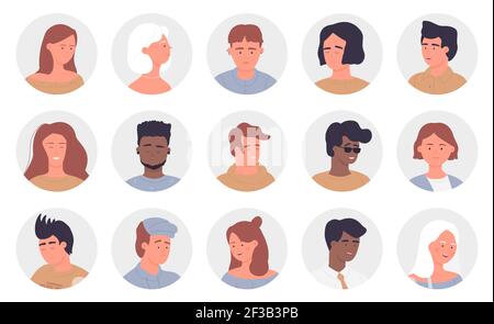 Portrait de personnes autour avatars ensemble, multinationale jeune et vieille homme femme visage userpics Illustration de Vecteur