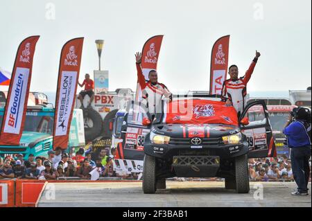 389 ZHITAO He (chn), ZHAO Kai (chn), Toyota, Yong Racing Team, Groupe T1, Classe 1, Auto, pendant le Dakar 2019, Start Podium, Podium de Départ, Pérou, Lima, Le 6 janvier - photo DPPI Banque D'Images