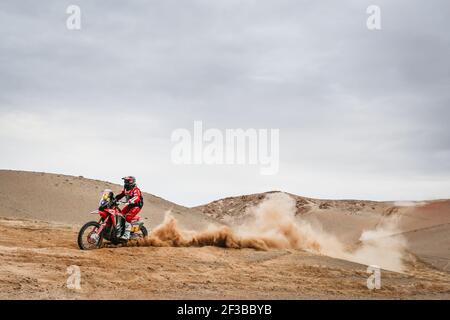 02 GONCALVES Paulo (por), Honda, Monster Energy Honda Team 2019, Motul, moto, action pendant le Dakar 2019, Stage 3, San Juan de Marcona - Arequipa, pérou, le 9 janvier - photo Antonin Vincent / DPPI Banque D'Images