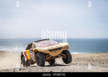 325 LACHAUME Pierre (FRA), POLATO Jean-Michel (FRA), Peugeot, pH-Sport, Groupe T1, Classe 4, Auto, action pendant la Dakar 2019, Stage 8, San Juan de Marcona - Pisco, pérou, le 15 janvier - photo Frédéric le Floc'h / DPPI Banque D'Images