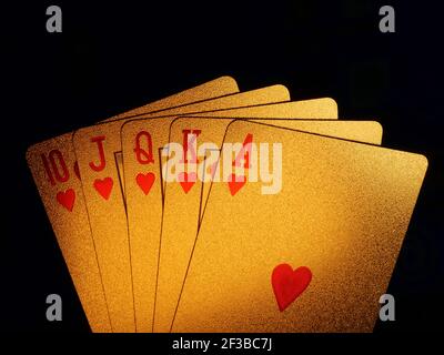 Cartes à jouer au Blackjack Golden Poker Banque D'Images