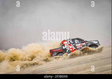 389 ZHITAO He (chn), ZHAO Kai (chn), Toyota, Yong Racing Team, Groupe T1, Classe 1, Auto, action pendant la Dakar 2019, Stage 3, San Juan de Marcona - Arequipa, pérou, le 9 janvier - photo DPPI Banque D'Images