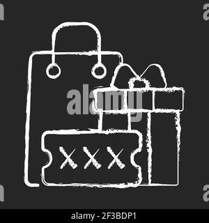 Code promotionnel pour l'achat de la craie bonus icône blanche sur noir arrière-plan Illustration de Vecteur