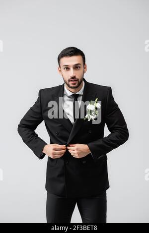 Veste de fesses arabian pour jeune marié isolée sur fond gris Banque D'Images