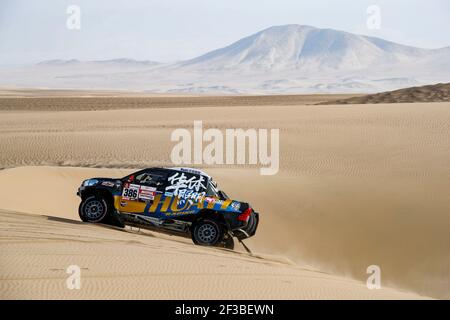 386 LIANG Yuxiang (chn), KOU Hongtao (chn), Toyota, Yong Racing Team, Groupe T1, Classe 1, Auto, action pendant le Dakar 2019, Stage 9, Pisco - Pisco, pérou, le 16 janvier - photo Florent Gooden / DPPI Banque D'Images