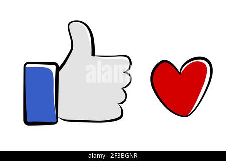 Doodle, main Draw Sketch, Thumb Up et aimer Illustration de Vecteur